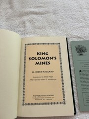 WORLD’S BEST READING Reader’s Digest KING SOLOMON’S MINES H Rider Haggard Insert