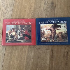 Set Of 2 Stories From The Old Testament & New Testament W/ Masterwork Paintings