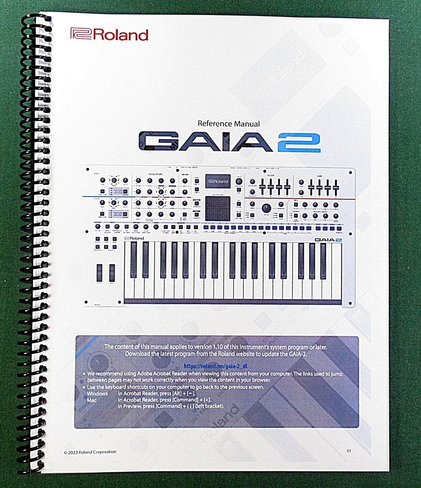 Roland GAIA2 Reference Manual: 116 Pages Full Color & Protective Covers