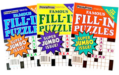 NEW Lot 3 Dell Penny Press Dell Famous Fill In Puzzle Books Over 135 Puzzles!