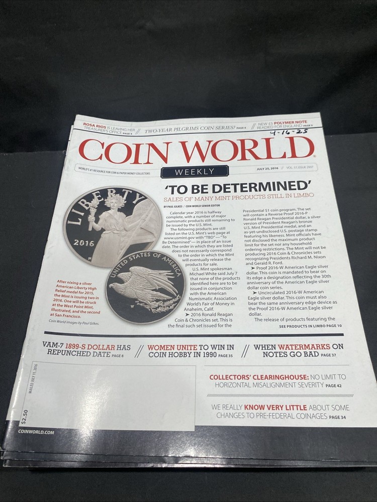 Coin World Weekly Magazine Lot 2015 & 2016 – 14 Magazine Lot
