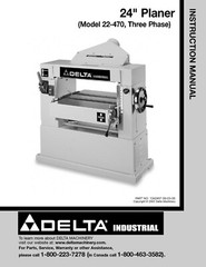 Delta 24″ Planer 22-470 Three Phase Instruction Manual SPIRAL BOUND