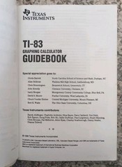 Texas Instruments Guidebook for TI-83 Graphing Calculator Book Manual