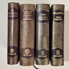Lot 4 Vintage Aguilar Spanish Classics Mini Leatherette Books Góngora Thackeray