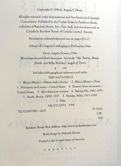 Blues Legacies and Black Feminism | Angela Y. Davis | Pantheon 1998 | 1st Ed.