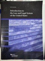 Introduction to the Law and Legal System of the United States (Coursebook) by B