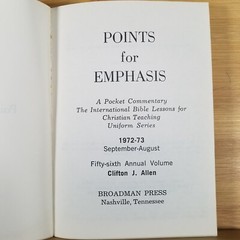 POINTS FOR EMPHASIS 1972-73 by Clifton J Allen Southern Baptist – Larger Type Ed