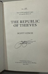 The Republic of Thieves, SIGNED AND NUMBERED, Scott Lynch, Broken Binding