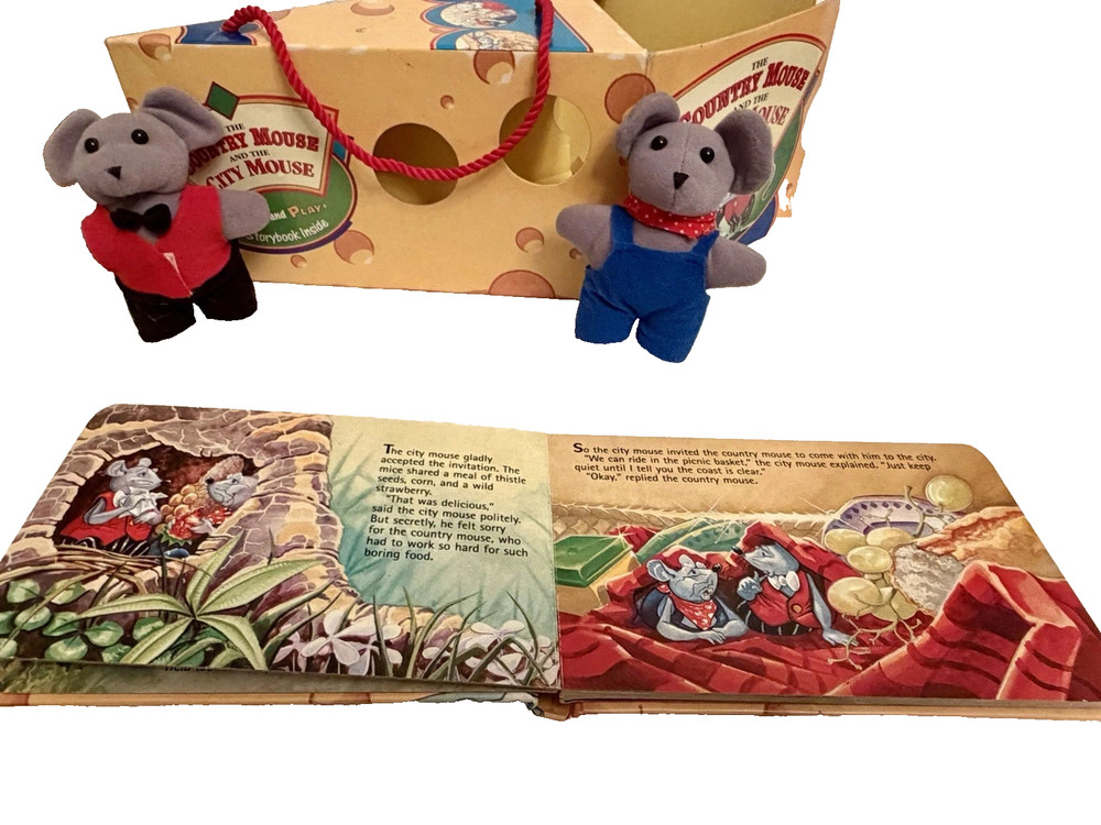 The Country Mouse and The City Mouse VINTAGE Read and Play Storybook Set w/plush