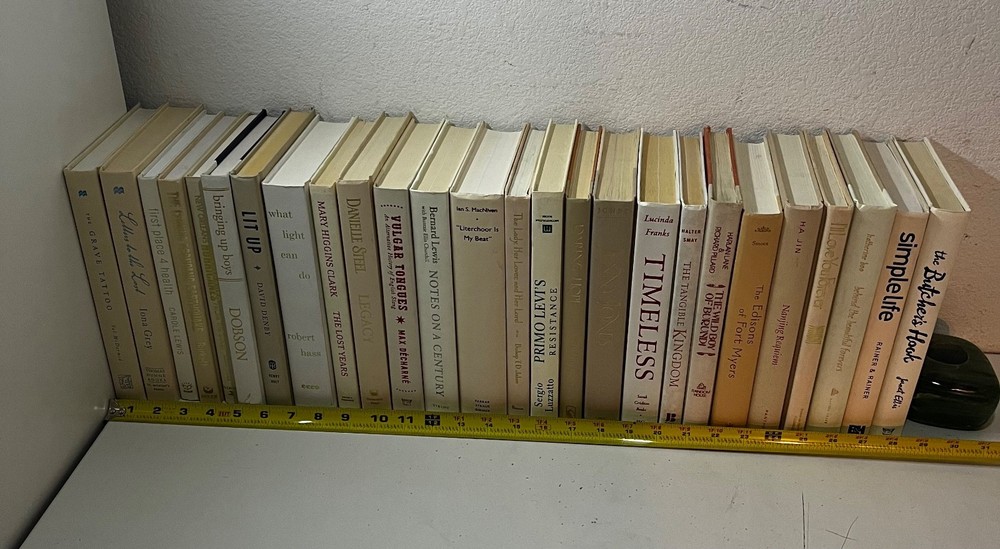 24 WHITE DECOR HARDCOVER BOOKS 26.5″ shelf space 9.5″ x 6.5″ Book size