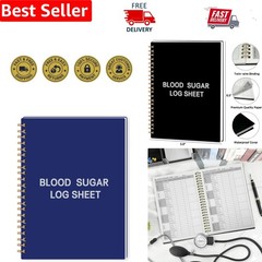 Navy Blue Spiral-Bound Blood Pressure Log Book with 118 Pages for Easy Tracking