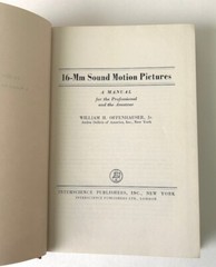 16mm Sound Motion Pictures Manual William Offenhauser HC 1949 Ex-Library
