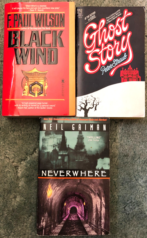 Horror Novels, lot of 3, F. Paul Wilson, Peter Straub & Neil Gaiman; Black Wind