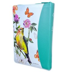 Biblia para Mujer con Cierre Letra 12 puntos RV1960 floral/mariposas con indice