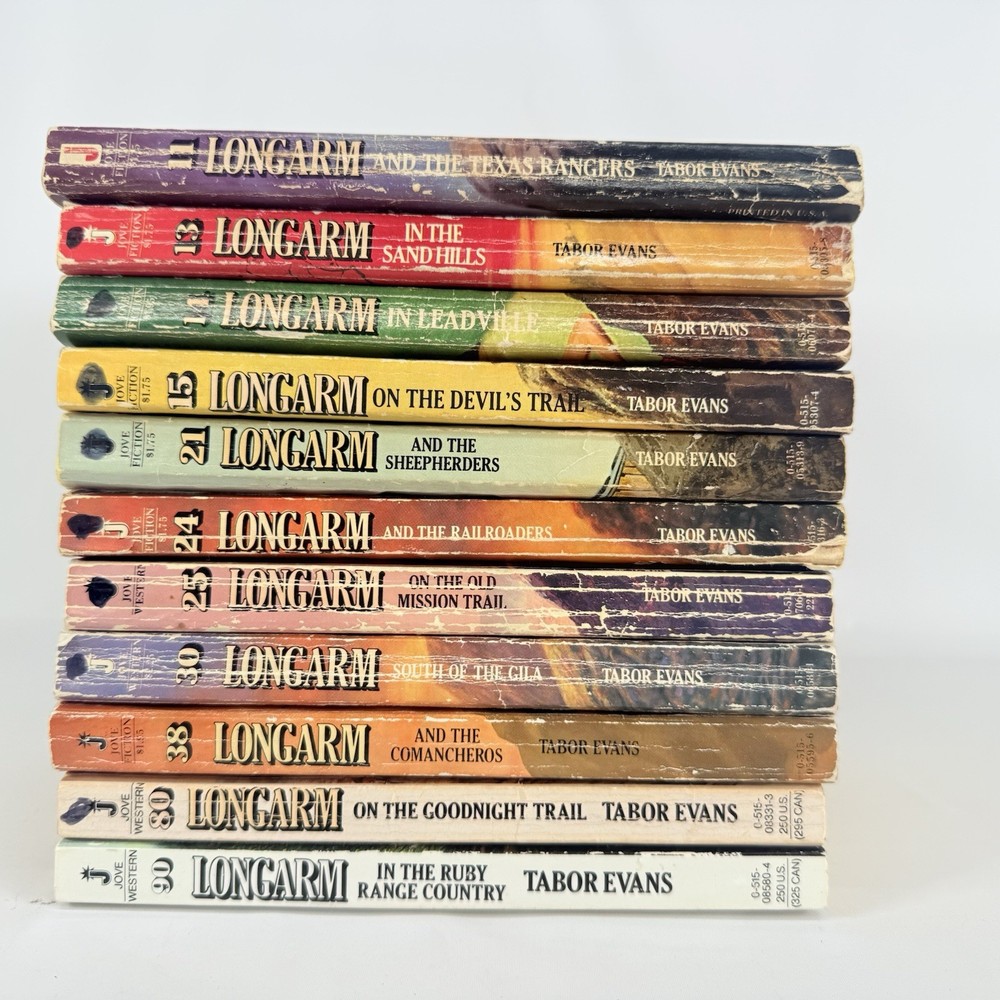 Longarm Tabor Evans Western PB Book Low Numbers Vintage Lot of 11