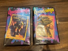 VTG Lot Of R.L. Stine Goosebumps Books- 49 Books,VHS, Postcards Bookmarks, Decal