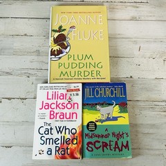 Lot Of 3 Murder Mystery Books: Braun, Churchill, Fluke Cat Holiday