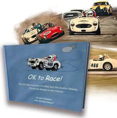 OK to Race! book by Steve Bissell with Richard Mayor & Iconic Austin Healey #466