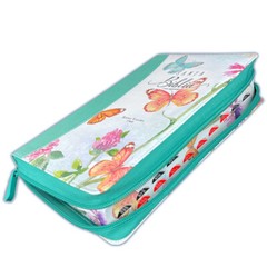 Biblia para Mujer con Cierre Letra 12 puntos RV1960 floral/mariposas con indice