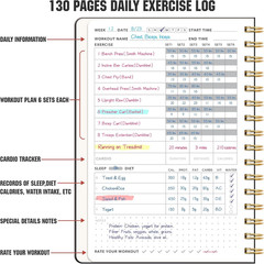 Workout Journal, Fitness Journal for Women & Men, A5 Workout Log Exercise, Fitne
