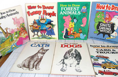 How to Draw Animals Dog Cat Funny People Cars Trucks Goblins 7 Book Lot Vtg K