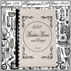 250 Meatless Menus And Recipes Cook Book “1910” 178 Pages