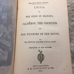 Leila Siege Of Granada Calderon Pilgrims Of The Rhine Edward Bulwer Lytton 1881