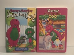 Vintage Barney Books Follow The Cat & Barney Goes To The Zoo 1990’s See Details