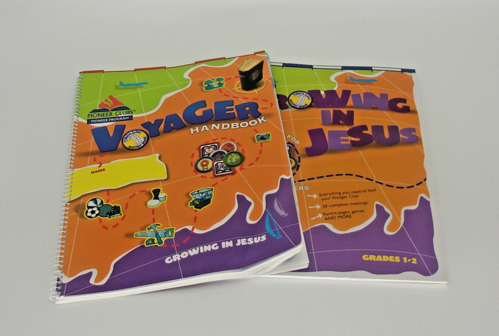 Set 2-Voyagers Handbook & Leader book, Growing In Jesus-Grades 1-2-Pioneer Clubs