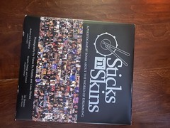 Sticks N Skins 8lb Hardcover Coffee table Drummers Book Opened Twice