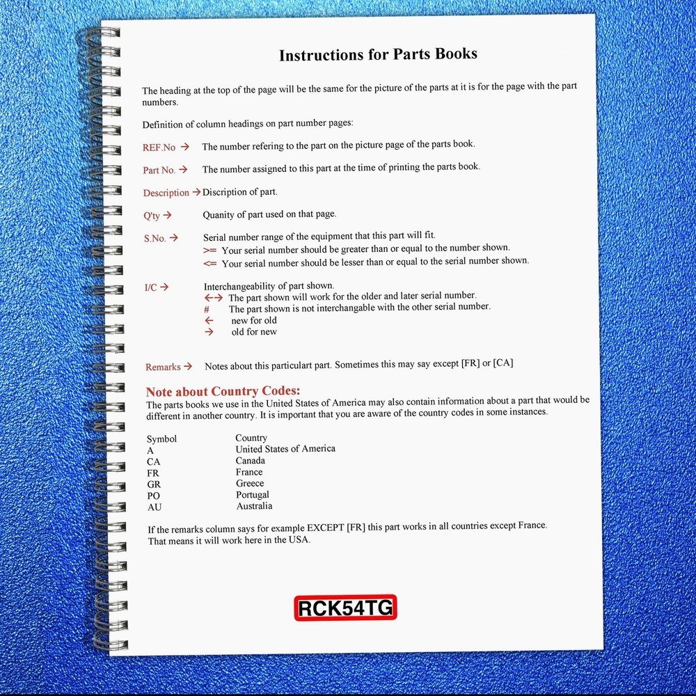 KUBOTA RCK54TG Parts Manual – STEEL SPIRAL BOUND – STRONG COVERS
