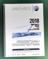 2018 Can-Am Outlander 1000R Owner’s Manual: 212 Pages & Protective Covers!