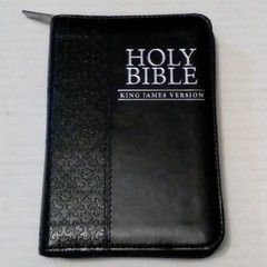 KJV Holy Bible,Mini Pocket Bible–Zippered Black Faux Leather Bible w/Ribbon Ma..
