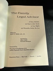 The Family Legal Advisor By Alice K. Helm | 1974 hardcover