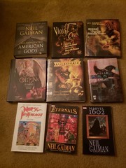 Neil Gaiman 9 Book Lot + tarot card set American Gods good omens + more