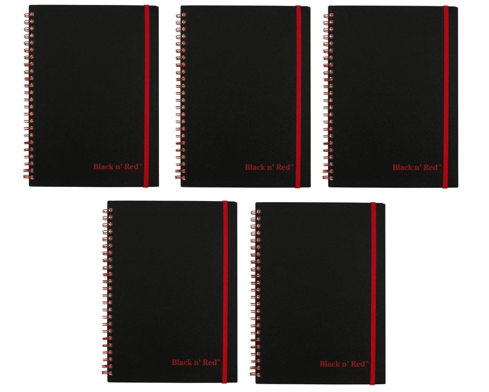Black n’ Red Twin Wire Poly Cover Notebook, 8-1/4 x 5-7/8 inches,