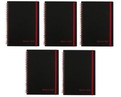 Black n’ Red Twin Wire Poly Cover Notebook, 8-1/4 x 5-7/8 inches,