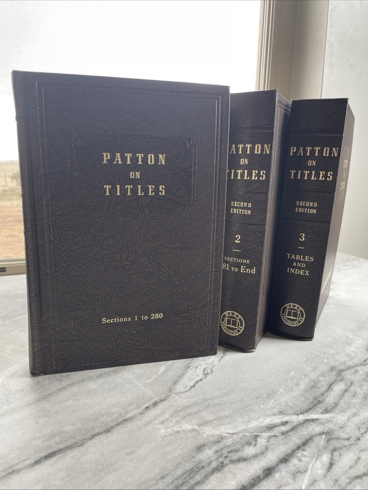 3 Volumes Patton on Titles Second Edition West Publishing Co.