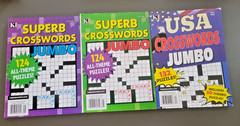 Lot of 3 Jumbo Crossword Books by Kappa -USA & 2 Superbs- 380+ Puzzle Challenges