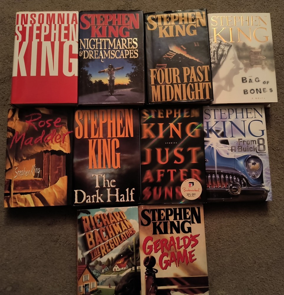 Stephen King Hardcover Book Lot Rose Madder, Bag Of Bones, Geralds Game, Etc