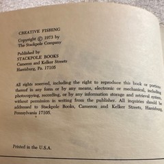 Stackpole Books Creative Fishing Hardcover 1973 Vintage Creative Fishing Book