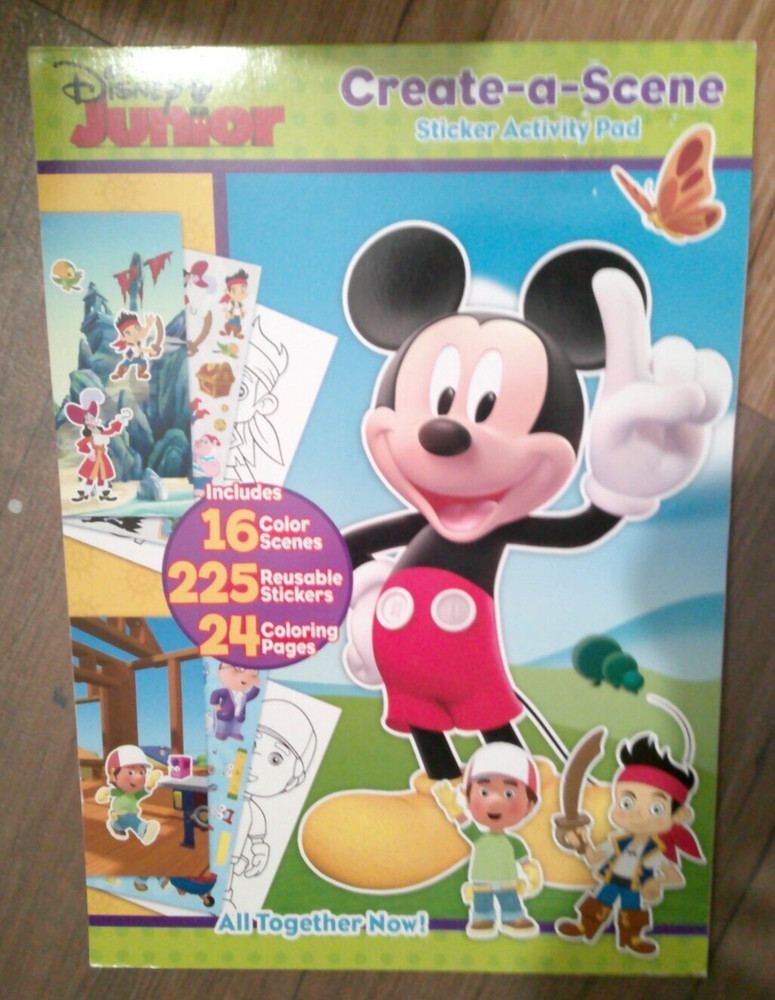 NEW JUMBO Disney Jr. Create a scene sticker activity pad 225 reusable stickers