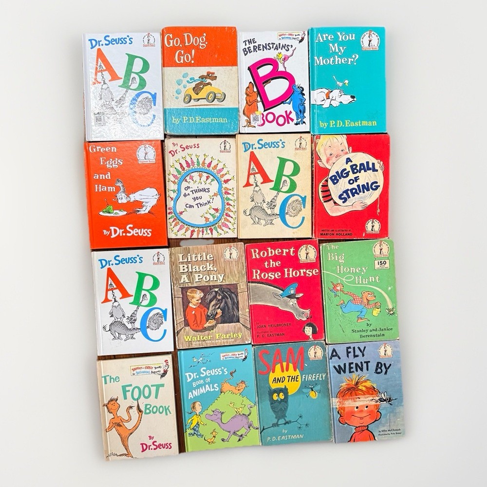 Vintage Lot Dr Seuss Beginner Books 1960s Hardcover ABC Green Eggs Foot