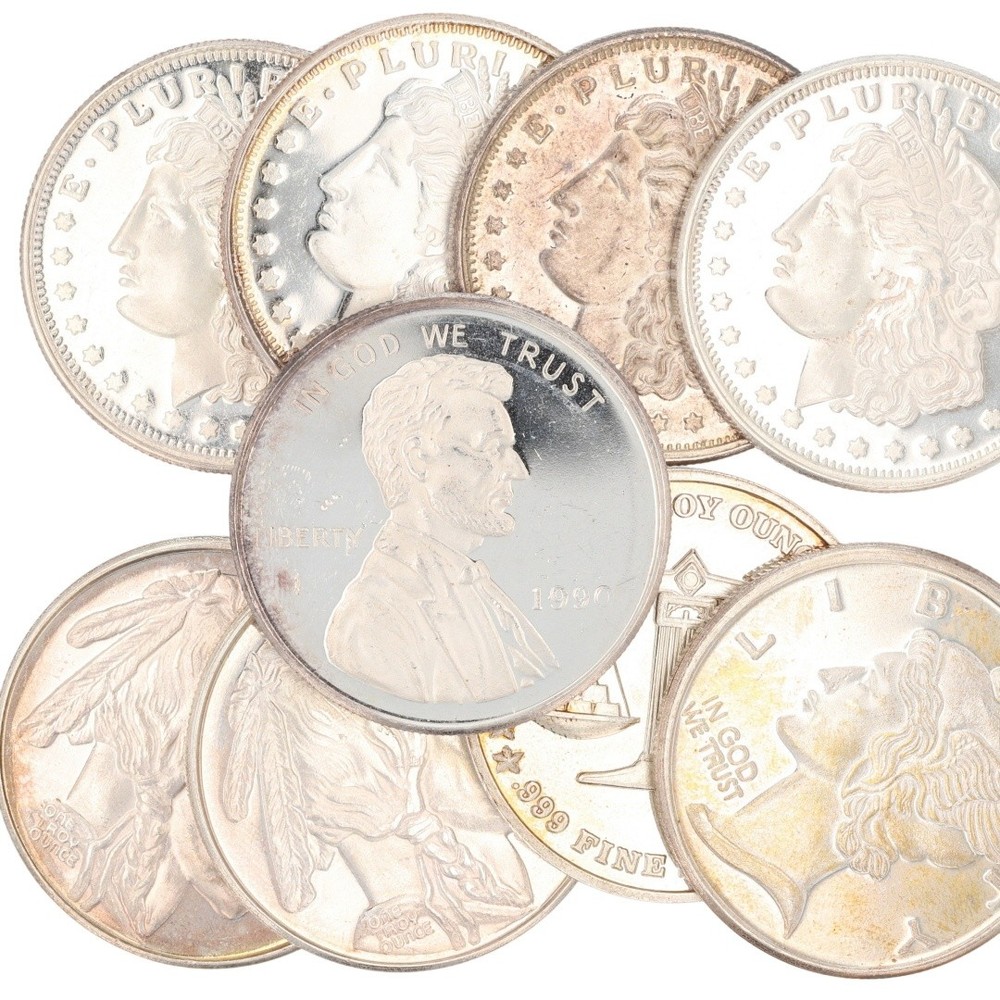 Assorted 1 oz .999 Fine Silver Rounds Variety Collection Set of 9 Rounds