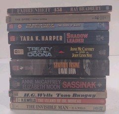 Sci-fi lot of 10 assorted books H.G. Wells Edgar Rice Ray Bradbury
