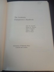 The Academic Chairperson’s Handbook Creswell 1990 University Nebraska Press