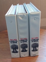 McCALL’S COOKING SCHOOL COOKBOOK, 3 BINDERS, 95% COMPLETE w/557 of 576 RECIPES!