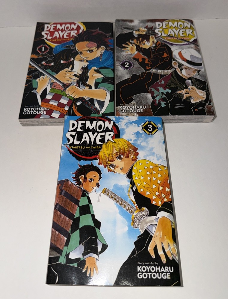 Demon Slayer Manga Books Volume 1 2 3 Lot Of 3