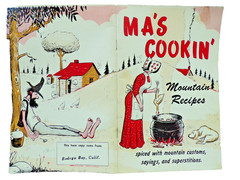 MA’S COOKIN’ 1986 HILLBILLY COOK BOOK MOUNTAIN RECIPES 56 PAGES BODEGA BAY CAL.