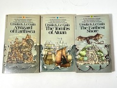 The Earthsea Trilogy by Ursula K Le Guin Paperback Books Bantam Editions 1970s